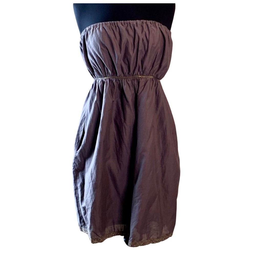 FEI Strapless Dress Mauve Size Large Pockets ANTHROPOLOGIE